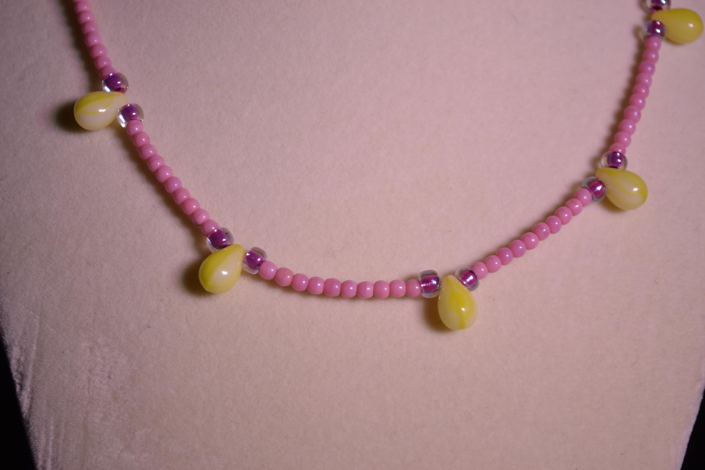Pink and Yellow Beaded Necklace