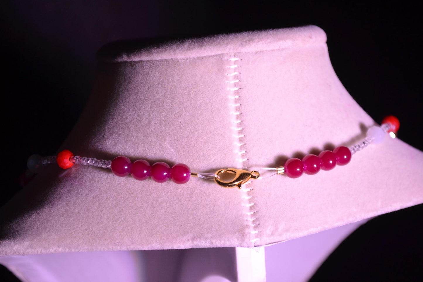 Multicolor glass bead necklace. Christmas theme