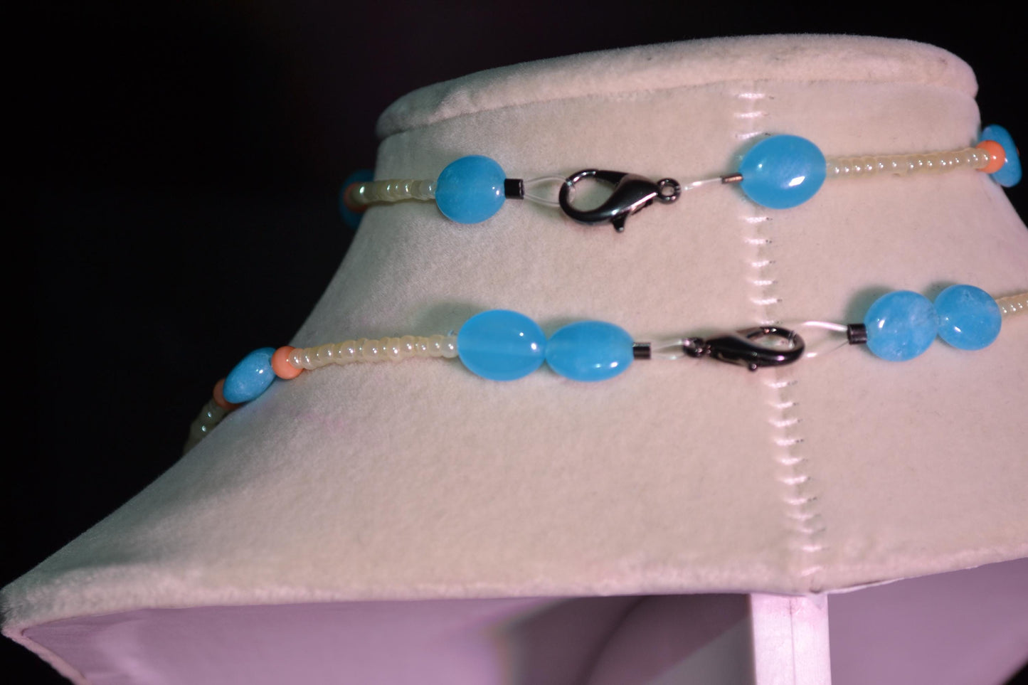 Aqua and peach necklace & bracelet set