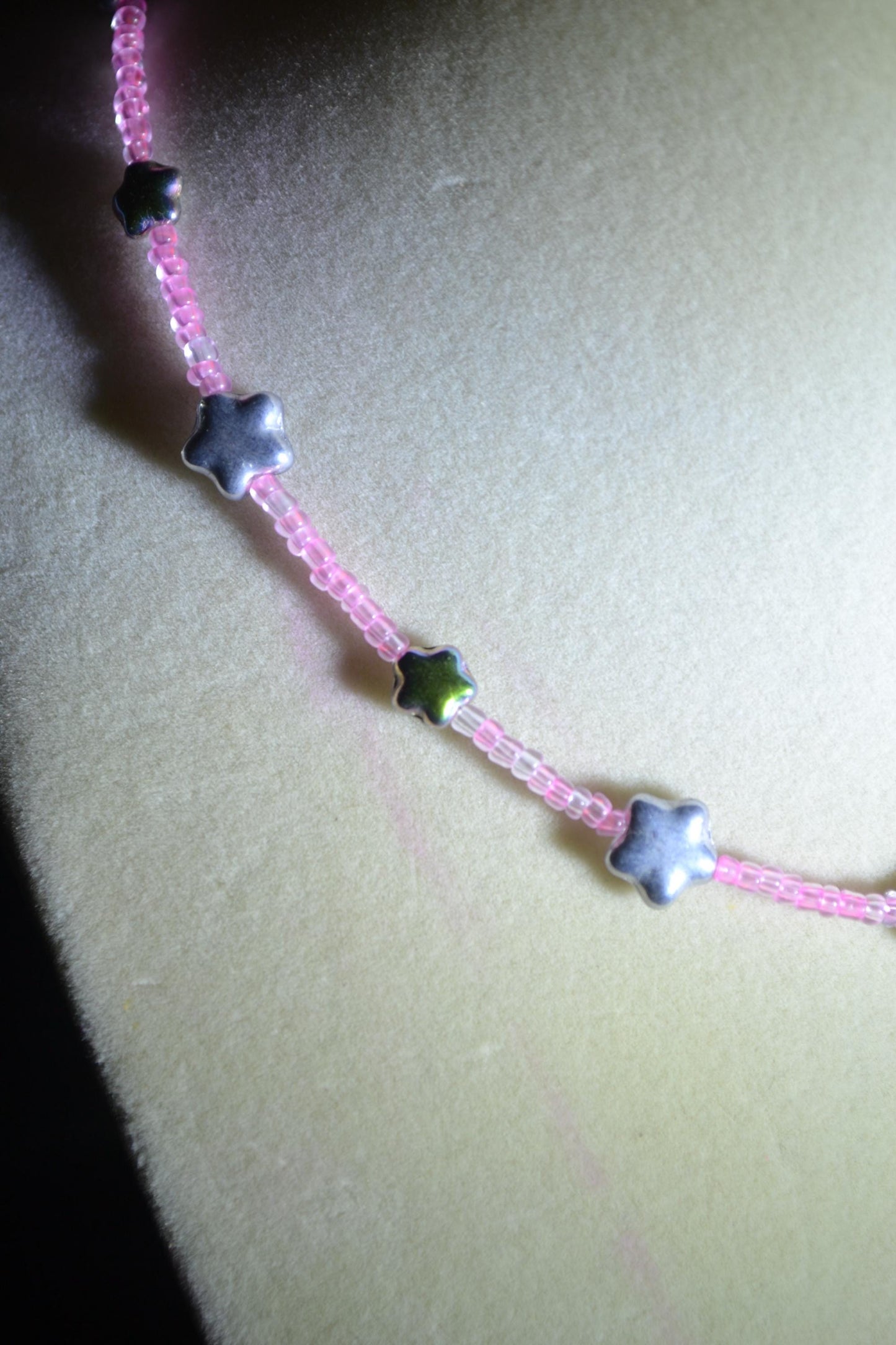 Beaded Iridescent Star Choker. Reversible