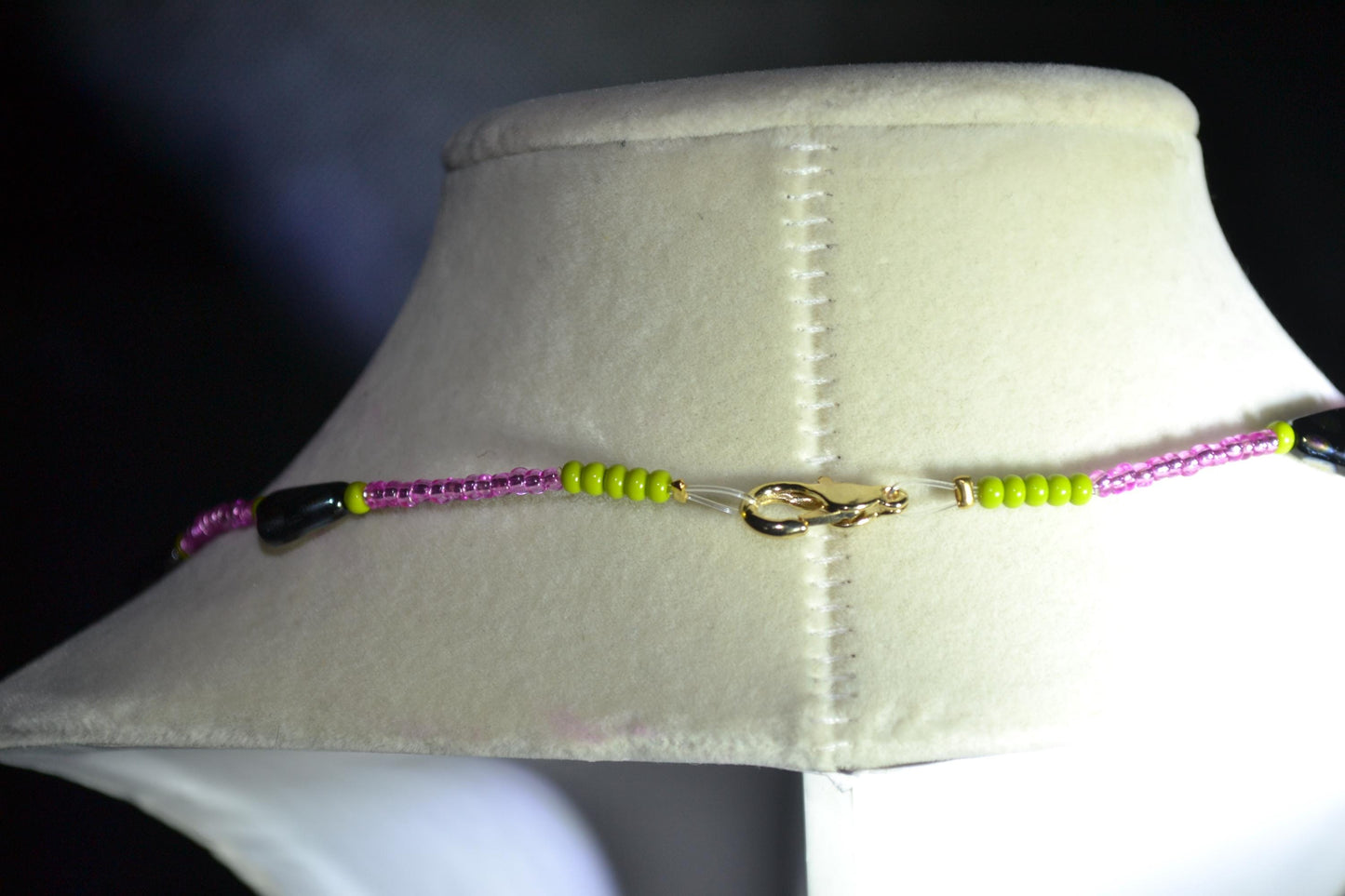 Black and rainbow beaded necklace & bracelet set