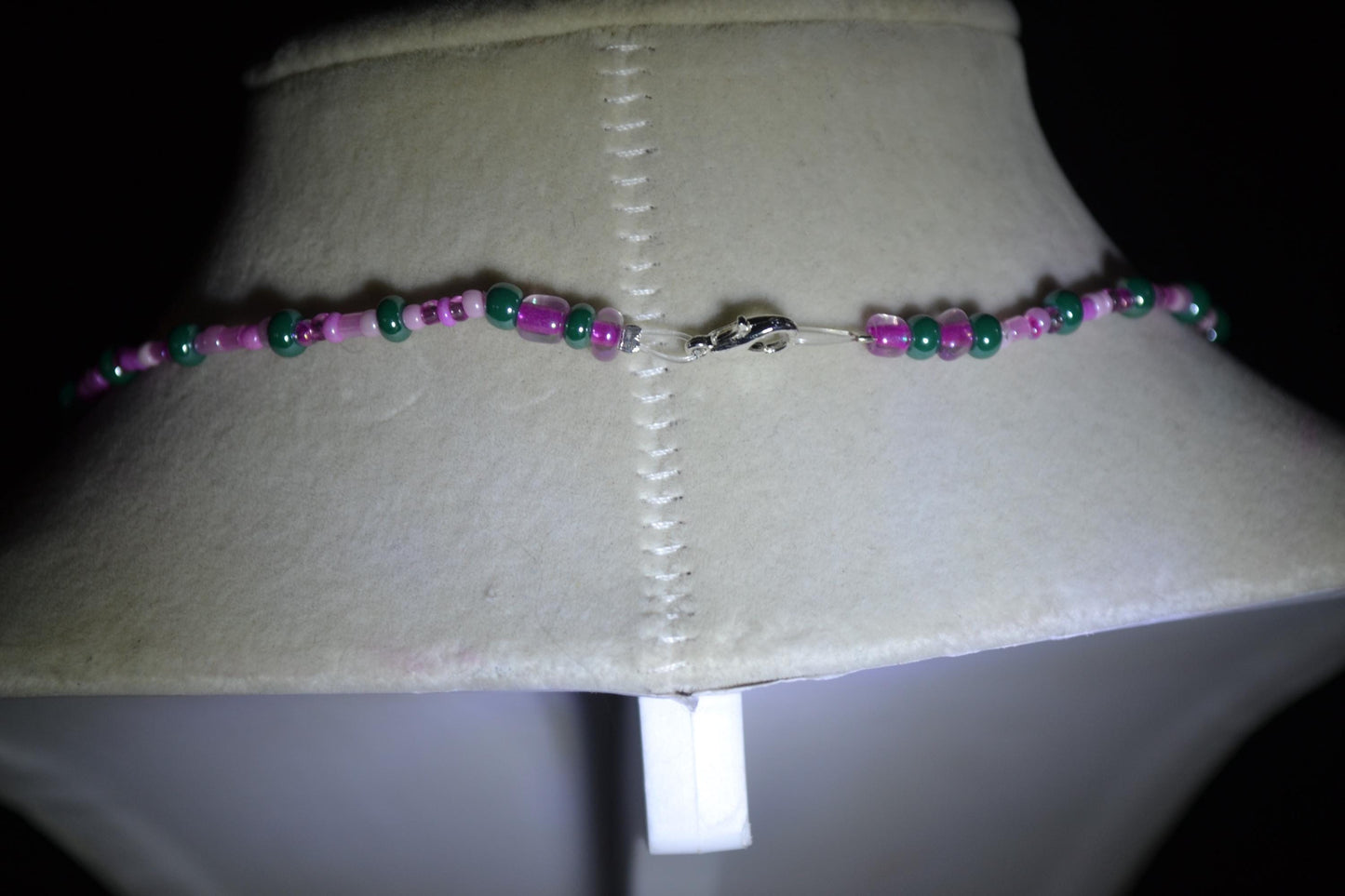 Cactus pendant glass bead necklace. Pinks and turquoise