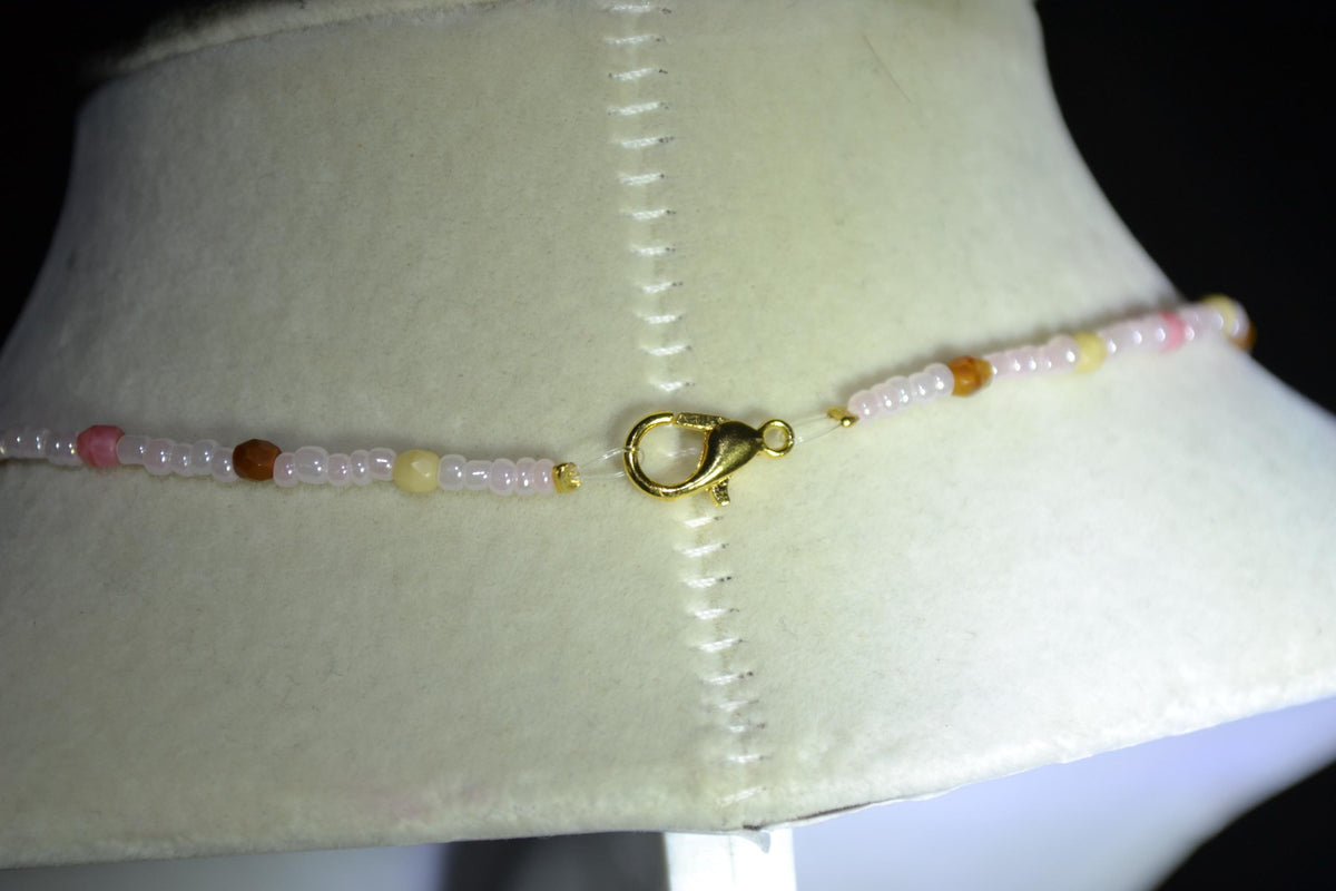 Wire wrapped sharks tooth beaded necklace. Neapolitan