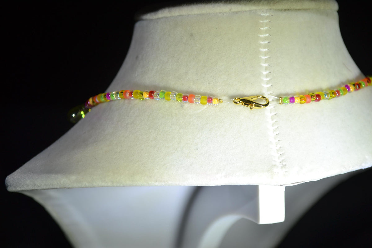 Multicolor glass bead necklace. Candy drop