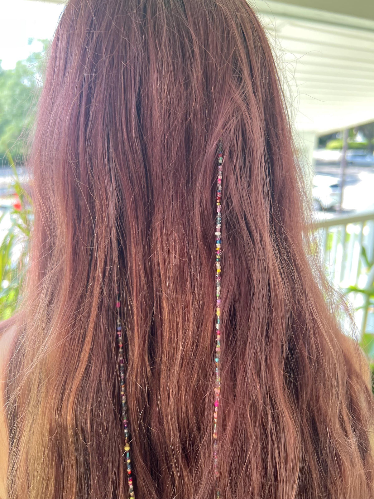 Hand beaded hair clip extensions. Customizable length.