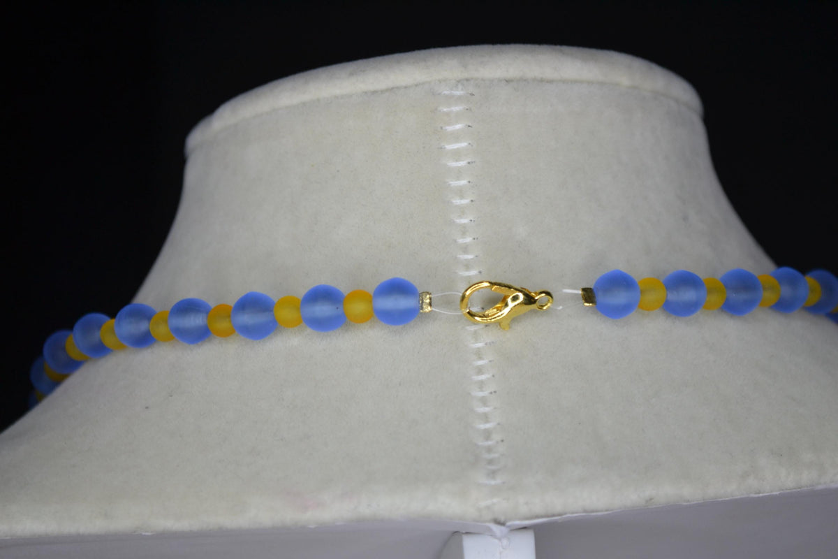 Multicolor glass bead necklace. Frosted blue and orange. Florida Gators