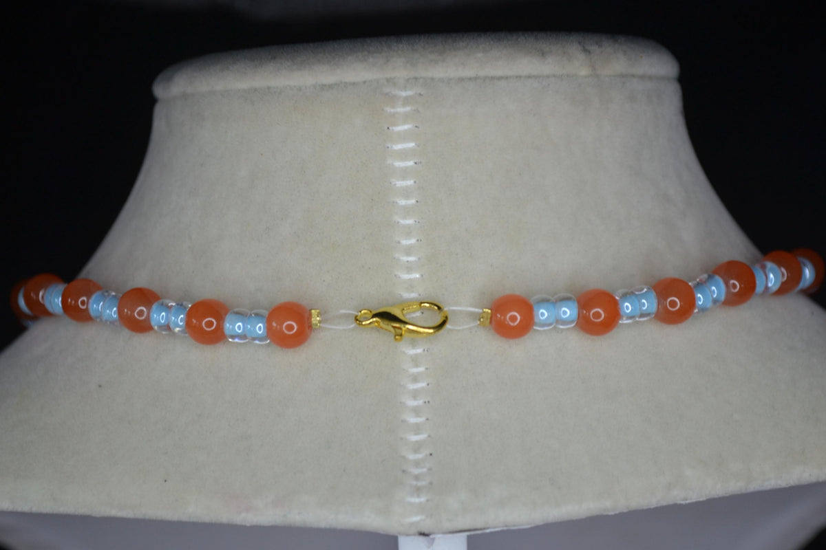 Multicolor glass bead choker. Orange and blue. Florida gators