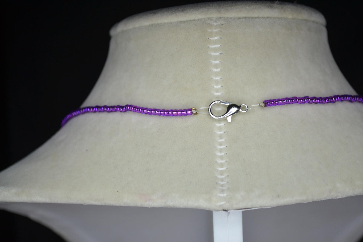 Multicolor glass bead choker. Grape and pink lemonade drops