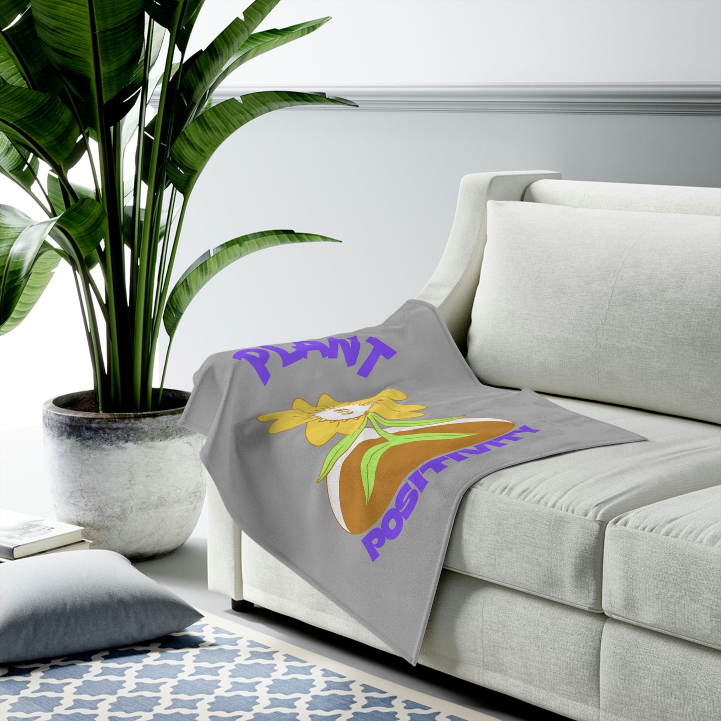 Plant Positivity Velveteen Plush Blanket