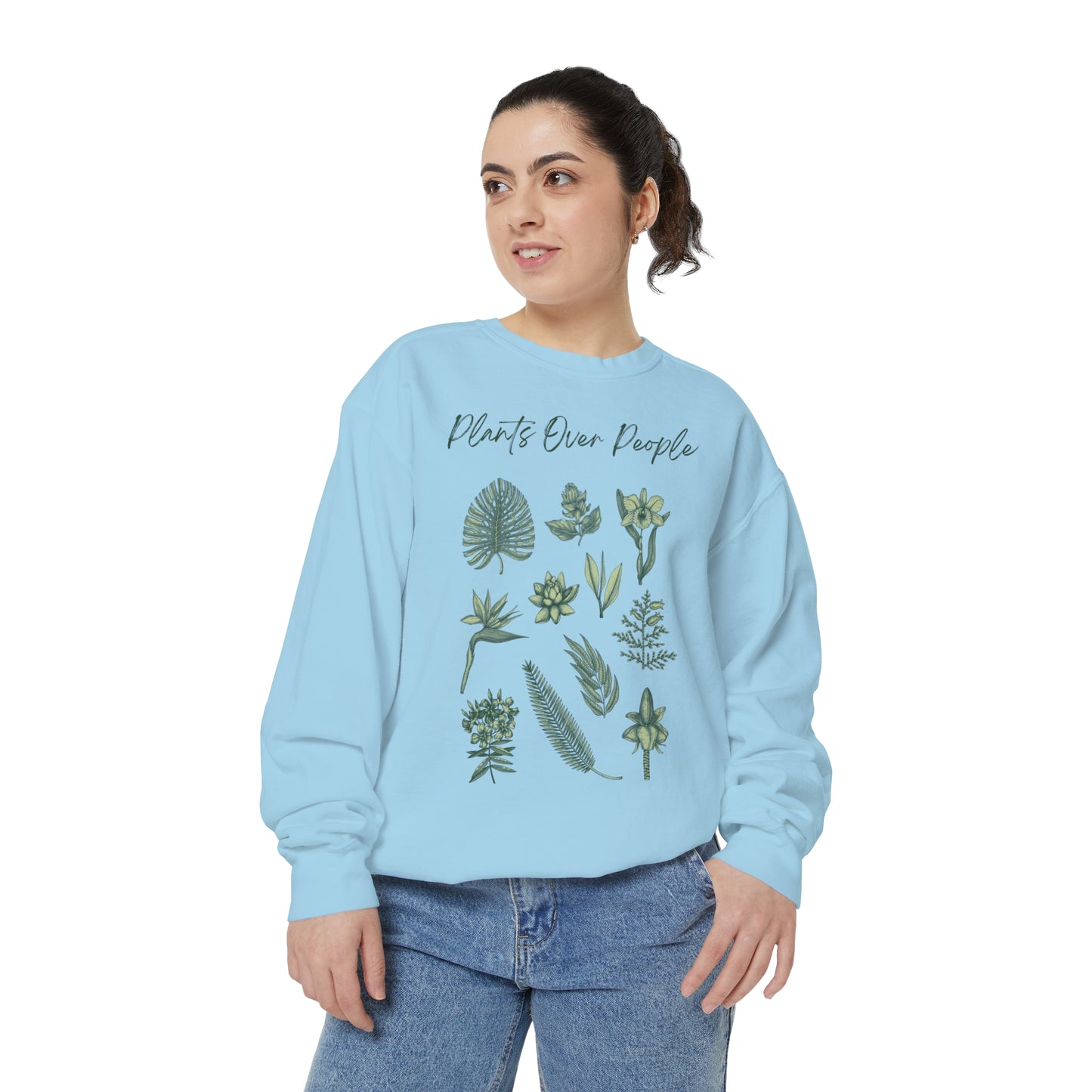 Plants Over People Unisex Garment-Dyed Sweatshirt