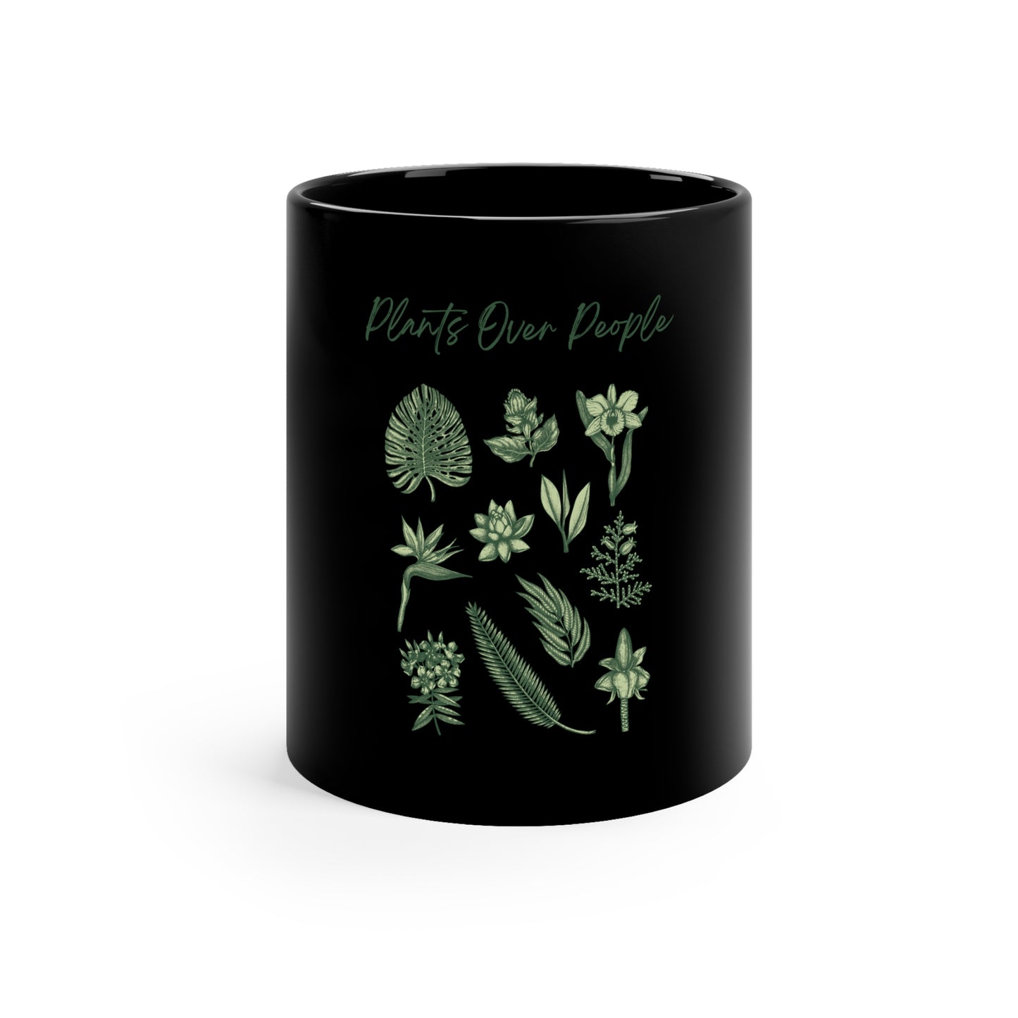 Plants Over People 11oz Black Mug