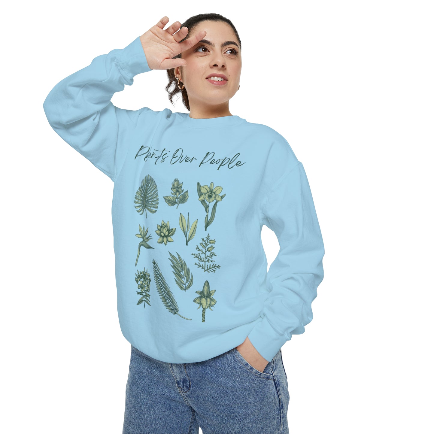 Plants Over People Unisex Garment-Dyed Sweatshirt