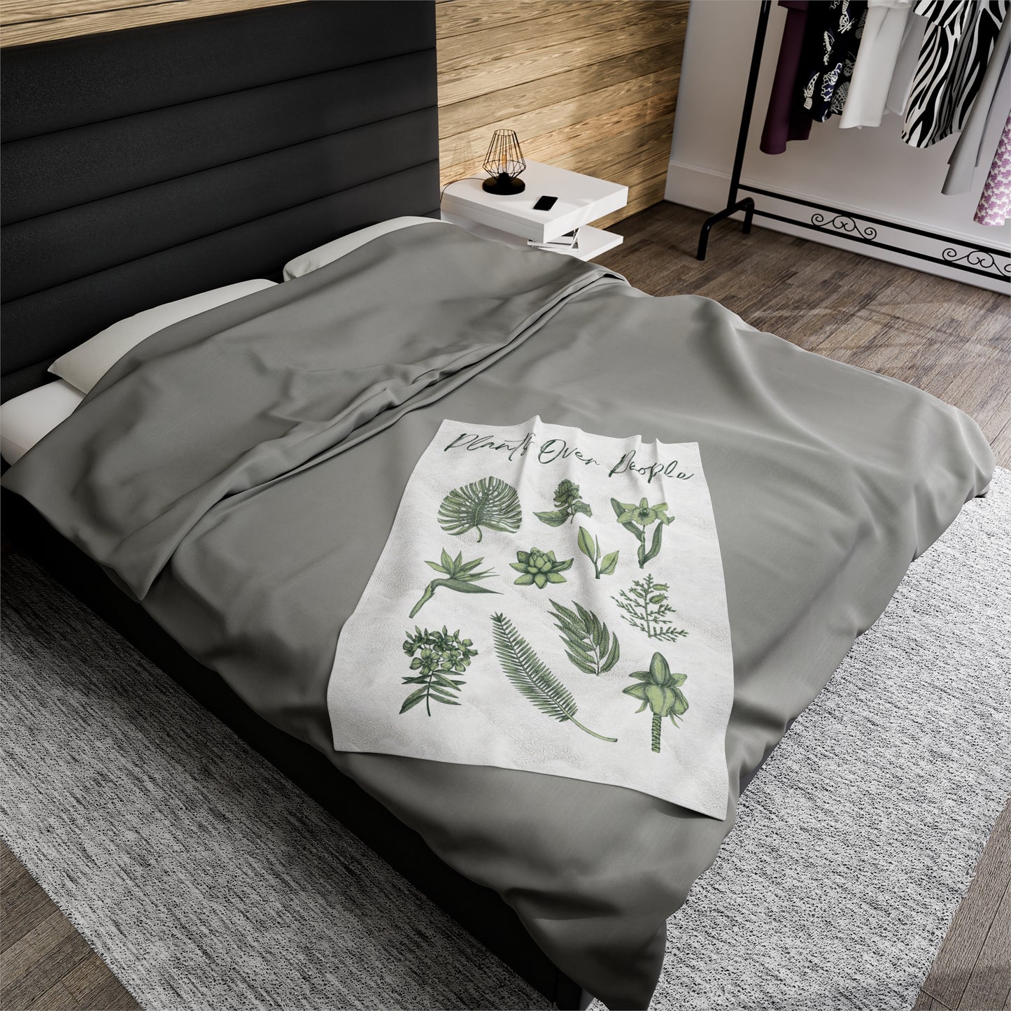 Plants Over People Velveteen Plush Blanket