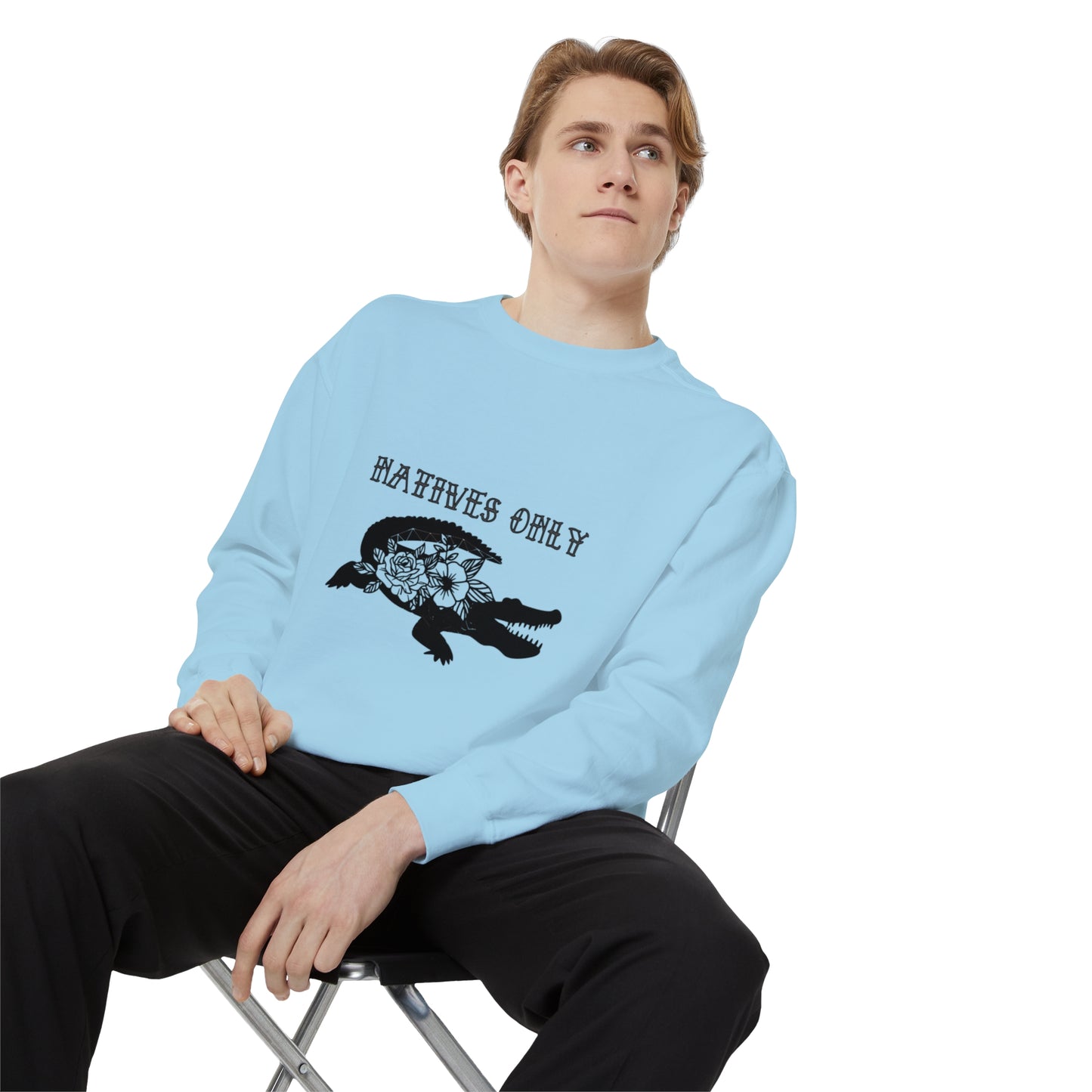 Natives Only Alligator Unisex Garment-Dyed Crewneck