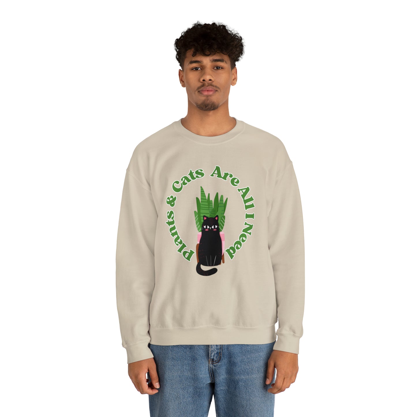 Plants & Cats Are All I Need Unisex Crewneck Sweatshirt