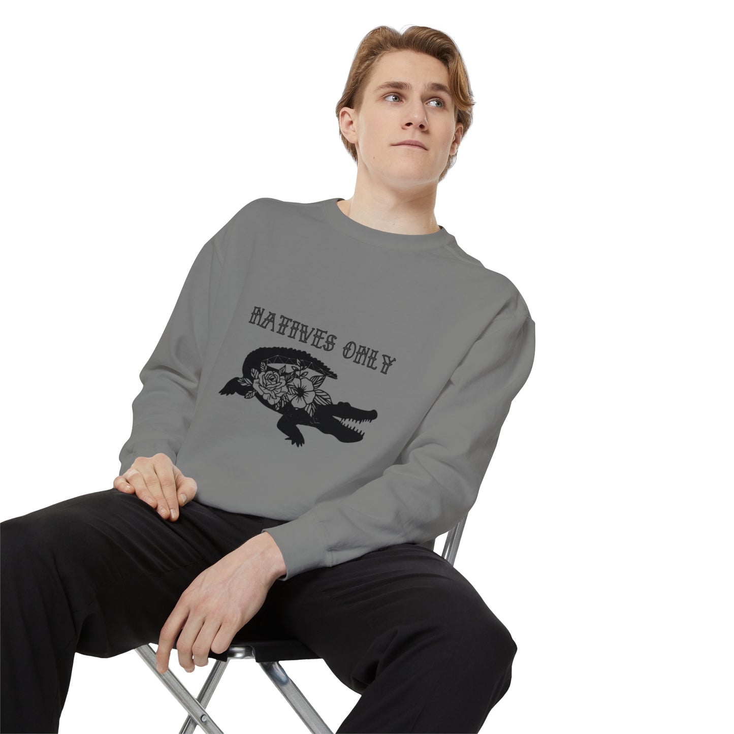 Natives Only Alligator Unisex Garment-Dyed Crewneck