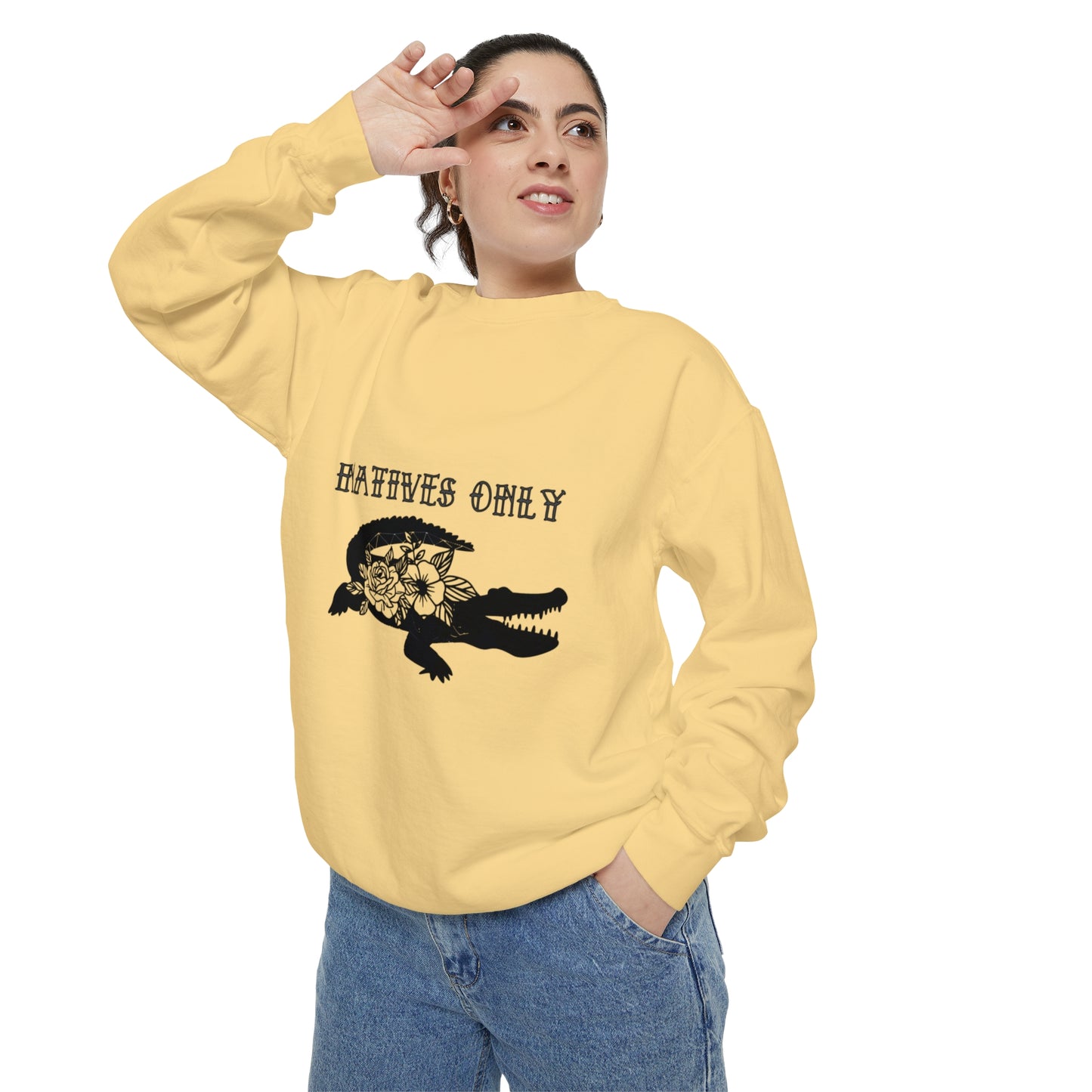 Natives Only Alligator Unisex Garment-Dyed Crewneck