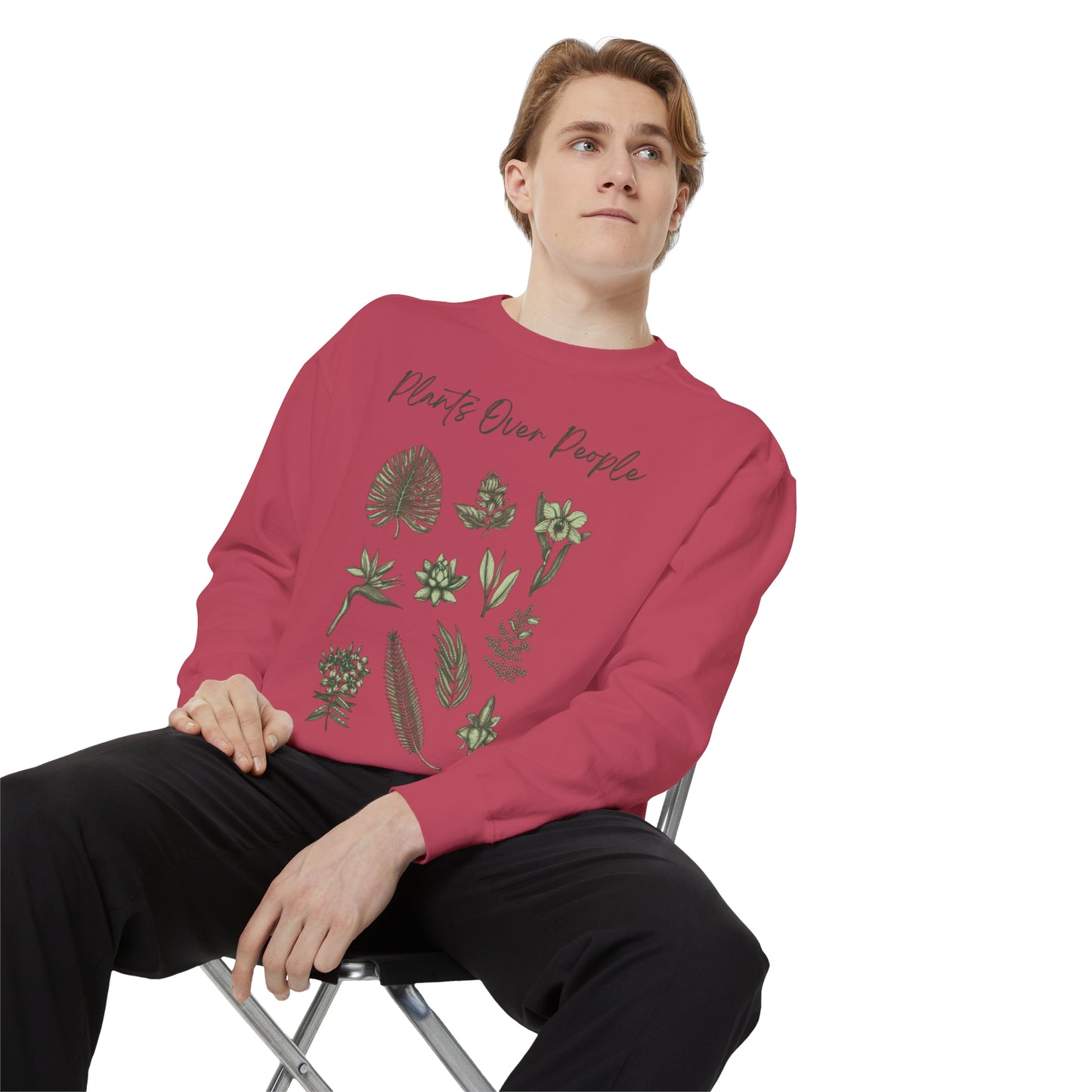 Plants Over People Unisex Garment-Dyed Sweatshirt