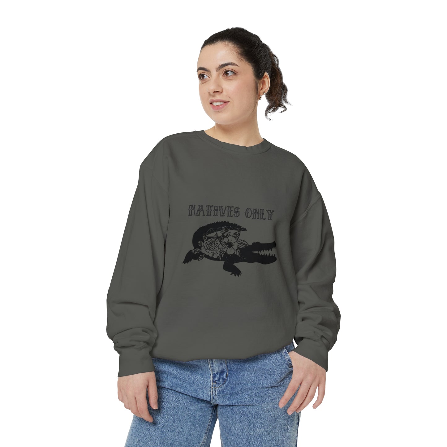 Natives Only Alligator Unisex Garment-Dyed Crewneck