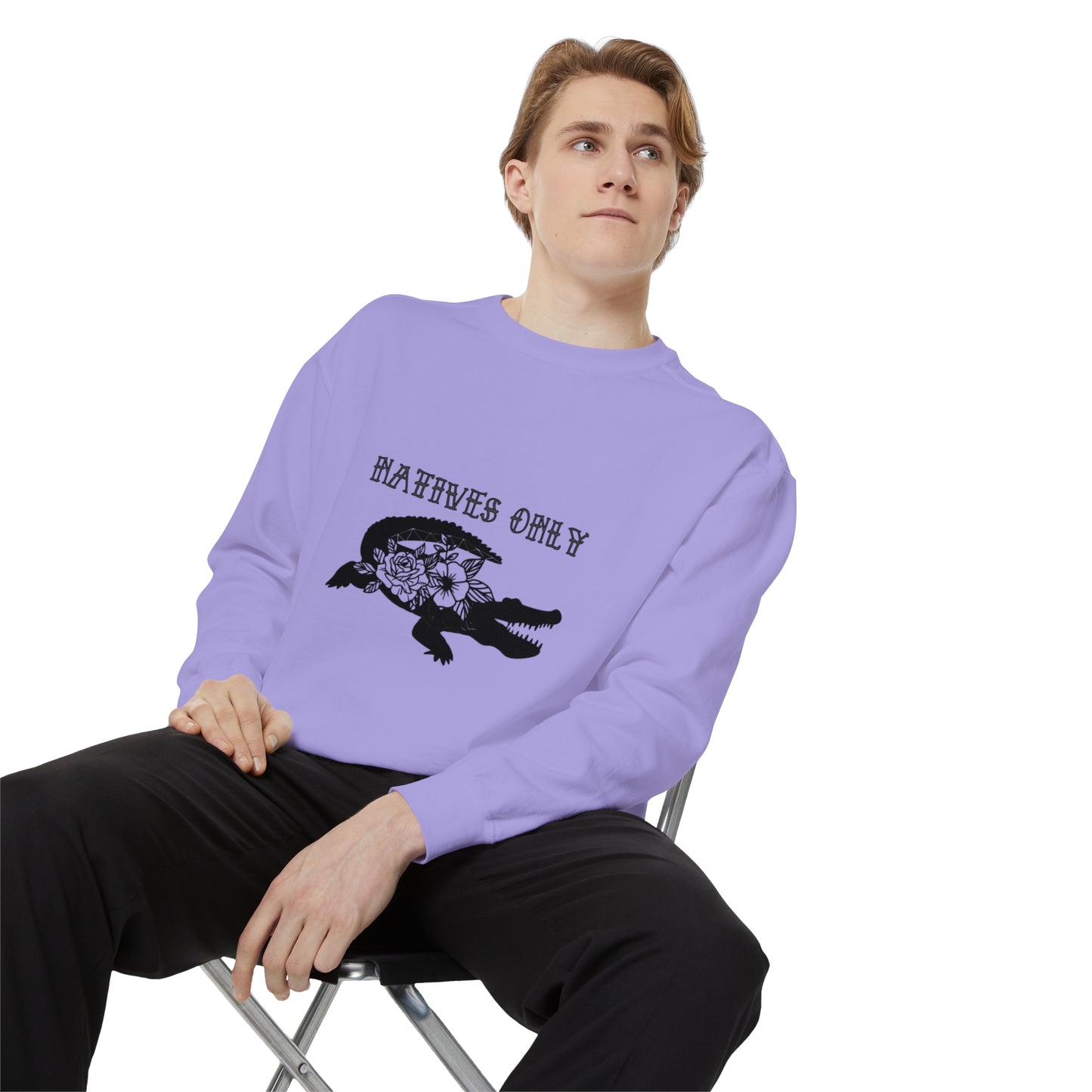 Natives Only Alligator Unisex Garment-Dyed Crewneck