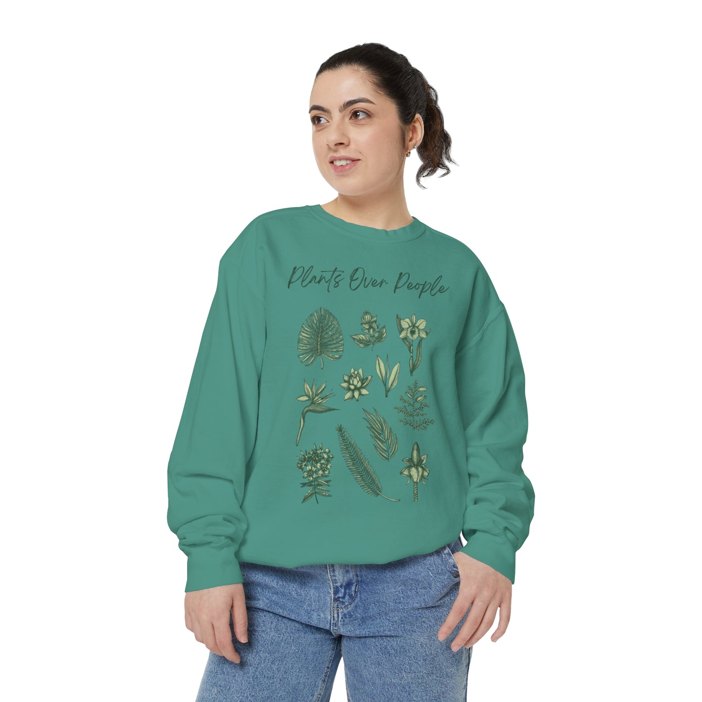 Plants Over People Unisex Garment-Dyed Sweatshirt