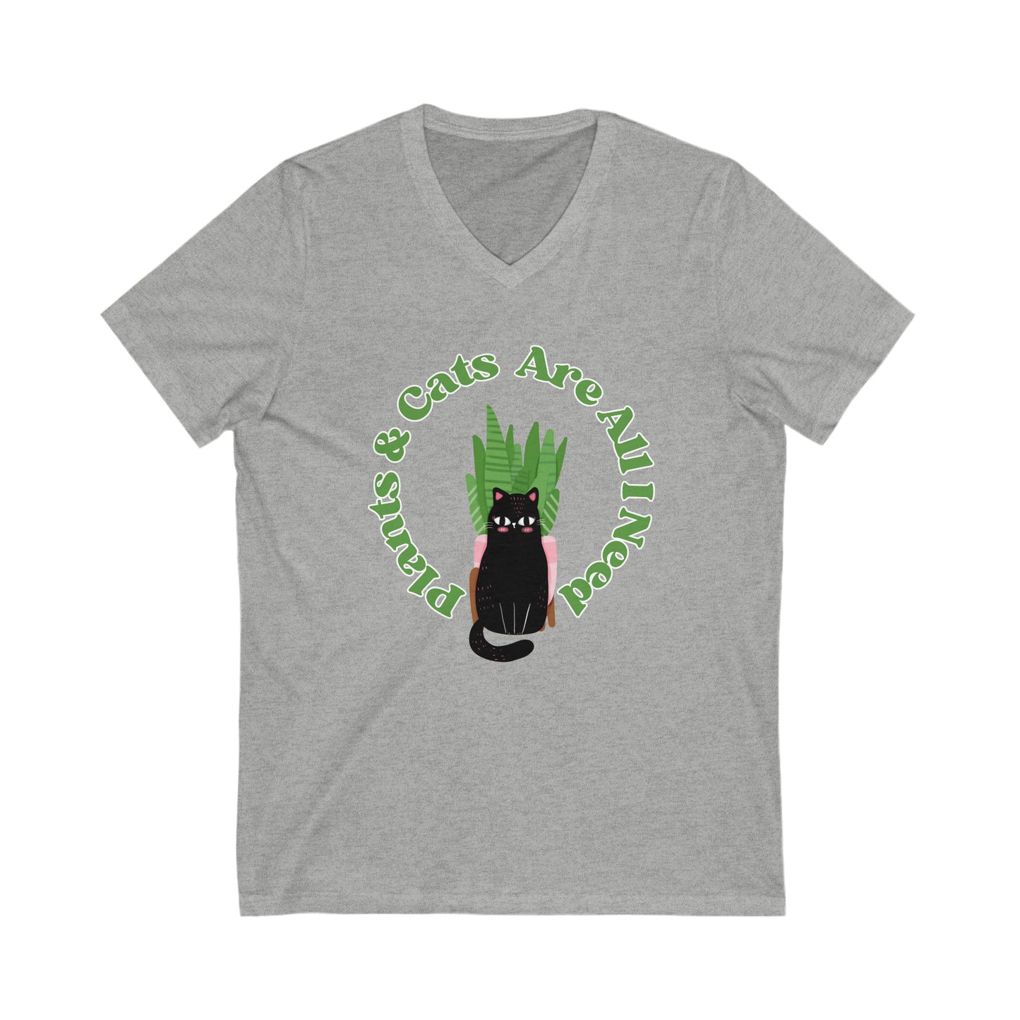 Plants & Cats Are All I Need Unisex Jersey V-Neck Tee