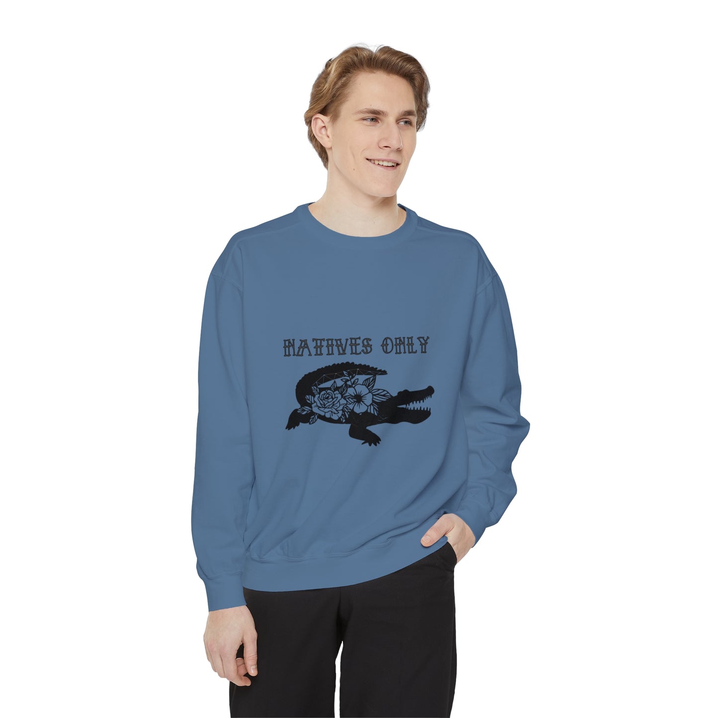 Natives Only Alligator Unisex Garment-Dyed Crewneck