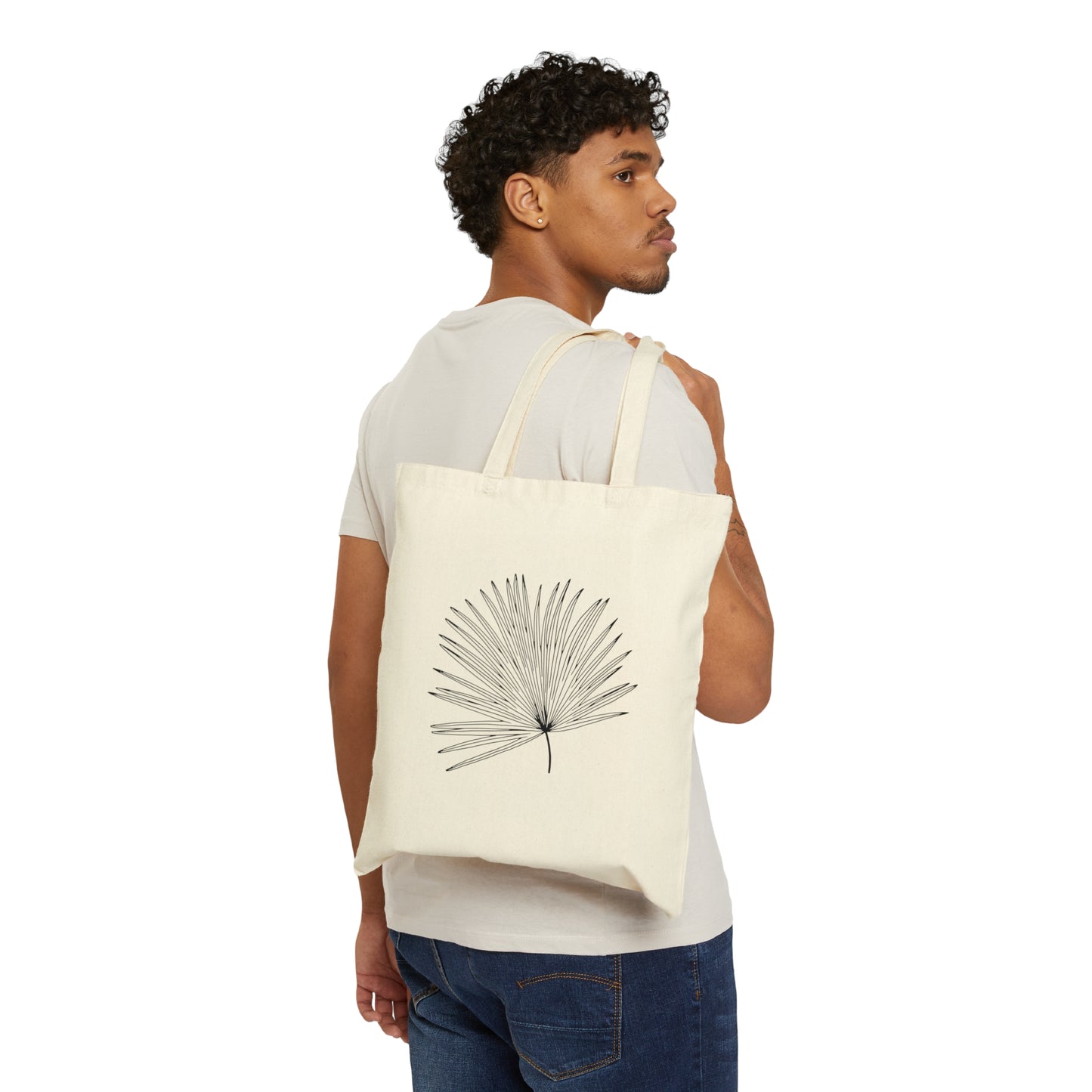 Palm Leaf Cotton Canvas Tote Bag
