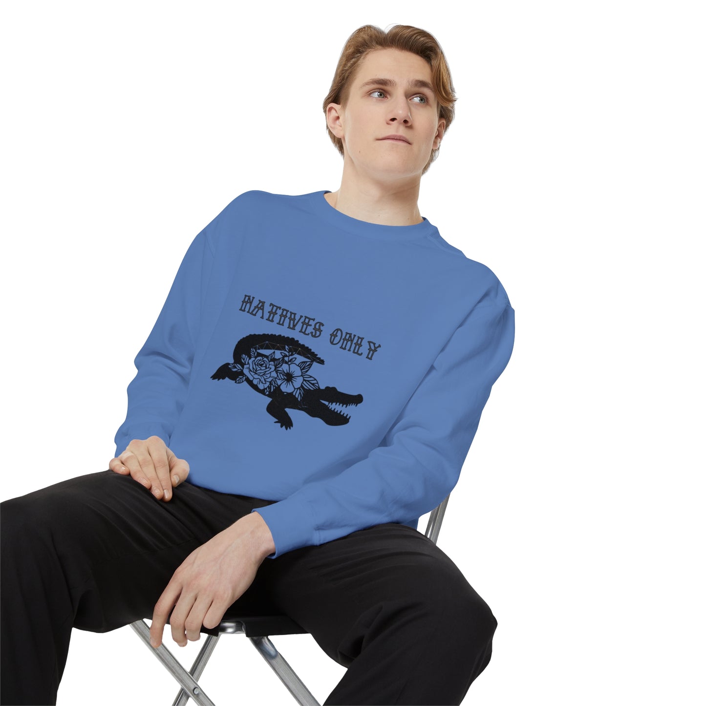 Natives Only Alligator Unisex Garment-Dyed Crewneck