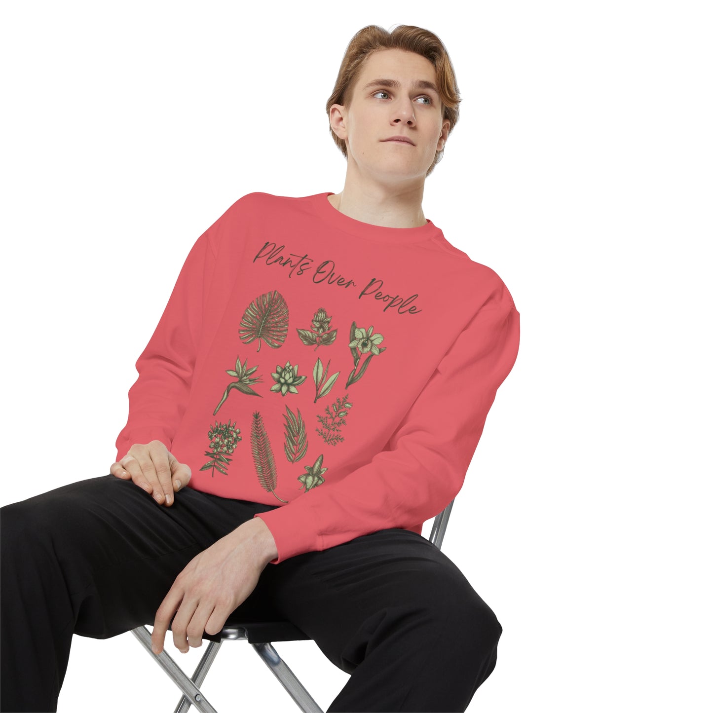 Plants Over People Unisex Garment-Dyed Sweatshirt