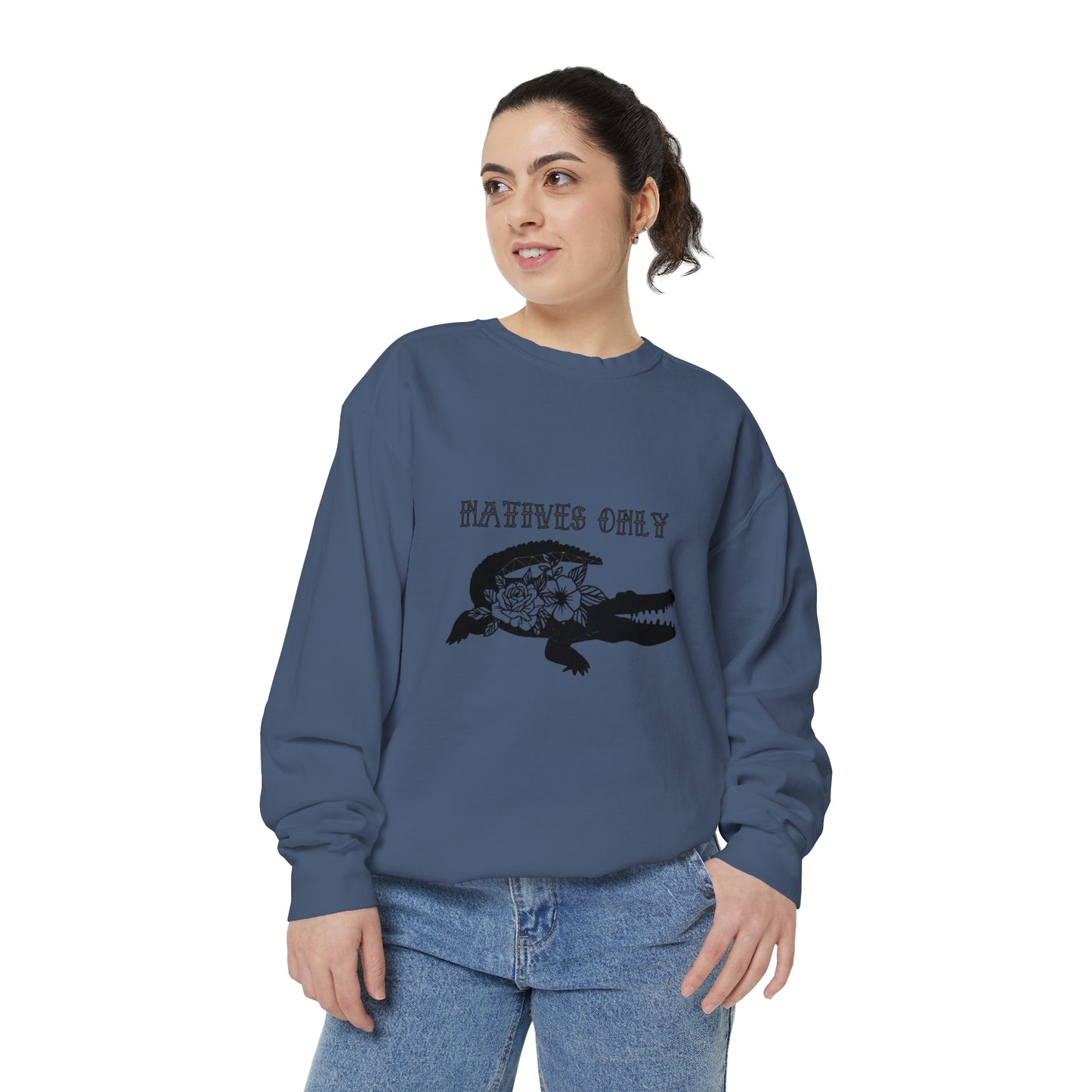 Natives Only Alligator Unisex Garment-Dyed Crewneck