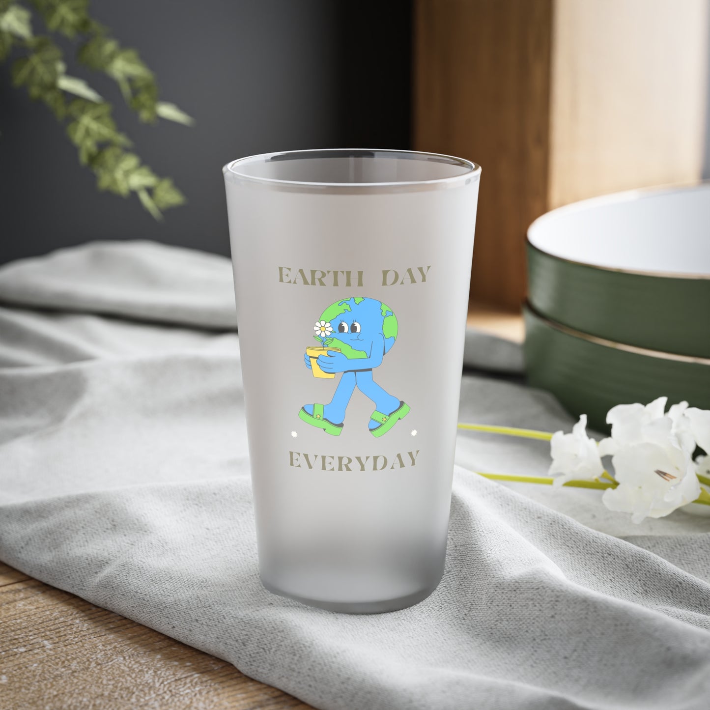 Earth Day Everyday Frosted Pint Glass