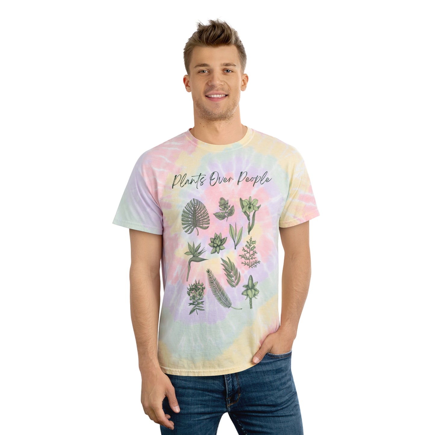 Plants Over People Tie-Dye Tee, Spiral