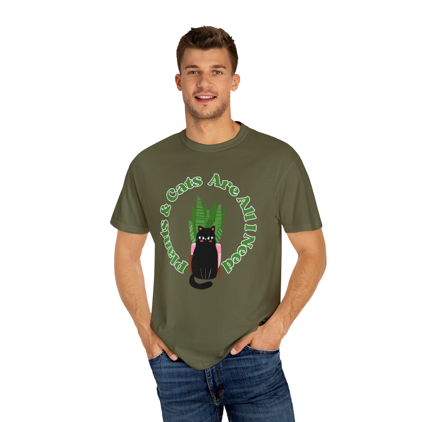 Plants & Cats Are All I Need Unisex Garment-Dyed T-shirt