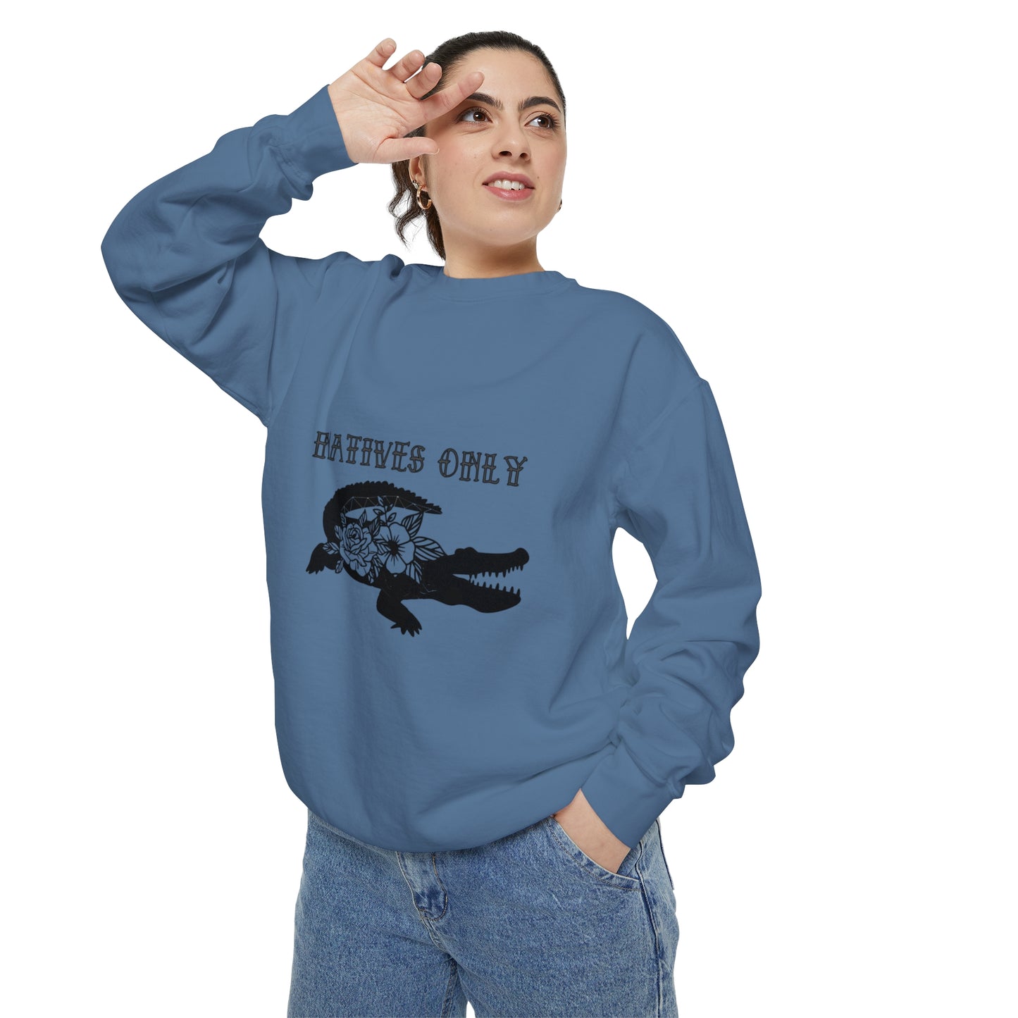 Natives Only Alligator Unisex Garment-Dyed Crewneck