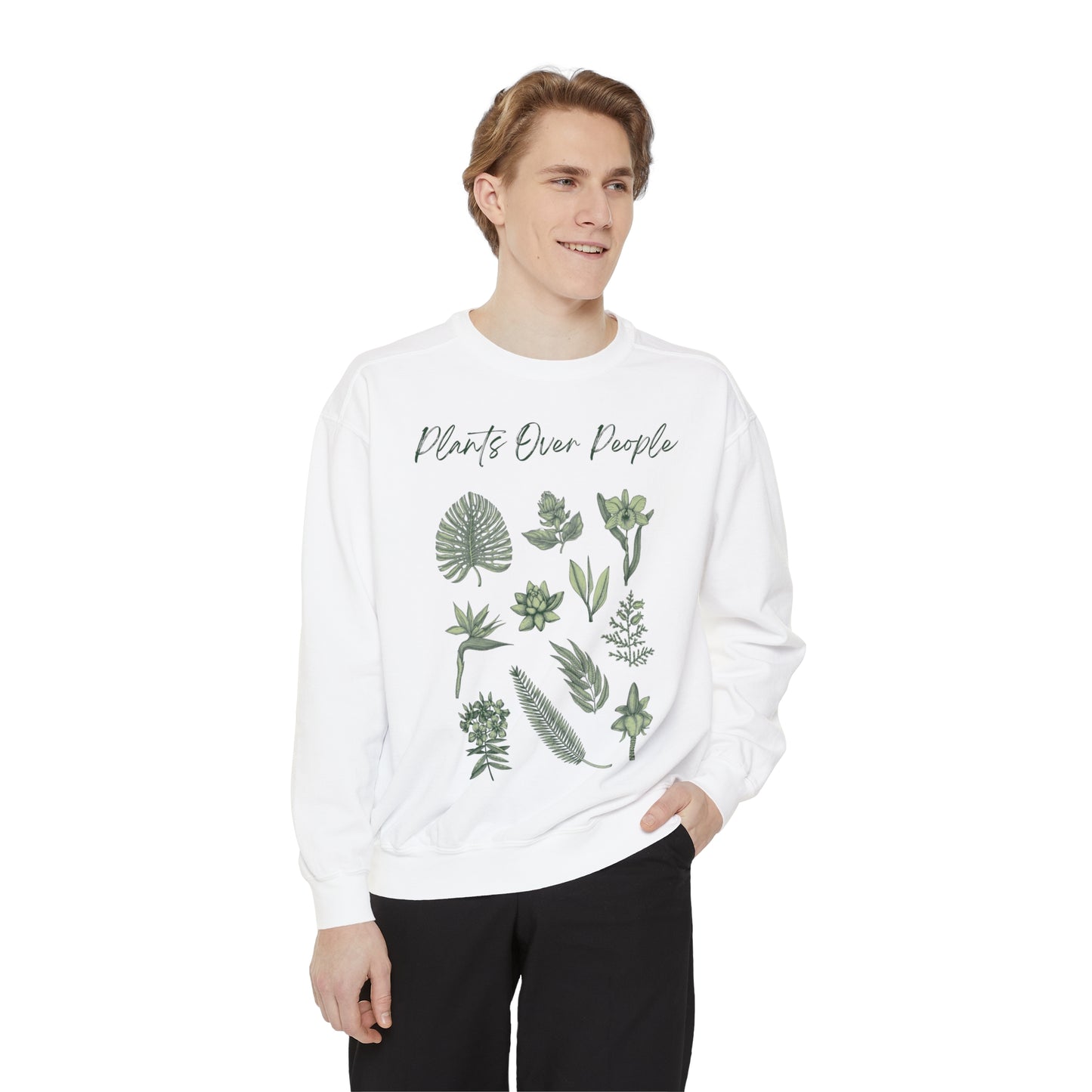 Plants Over People Unisex Garment-Dyed Sweatshirt