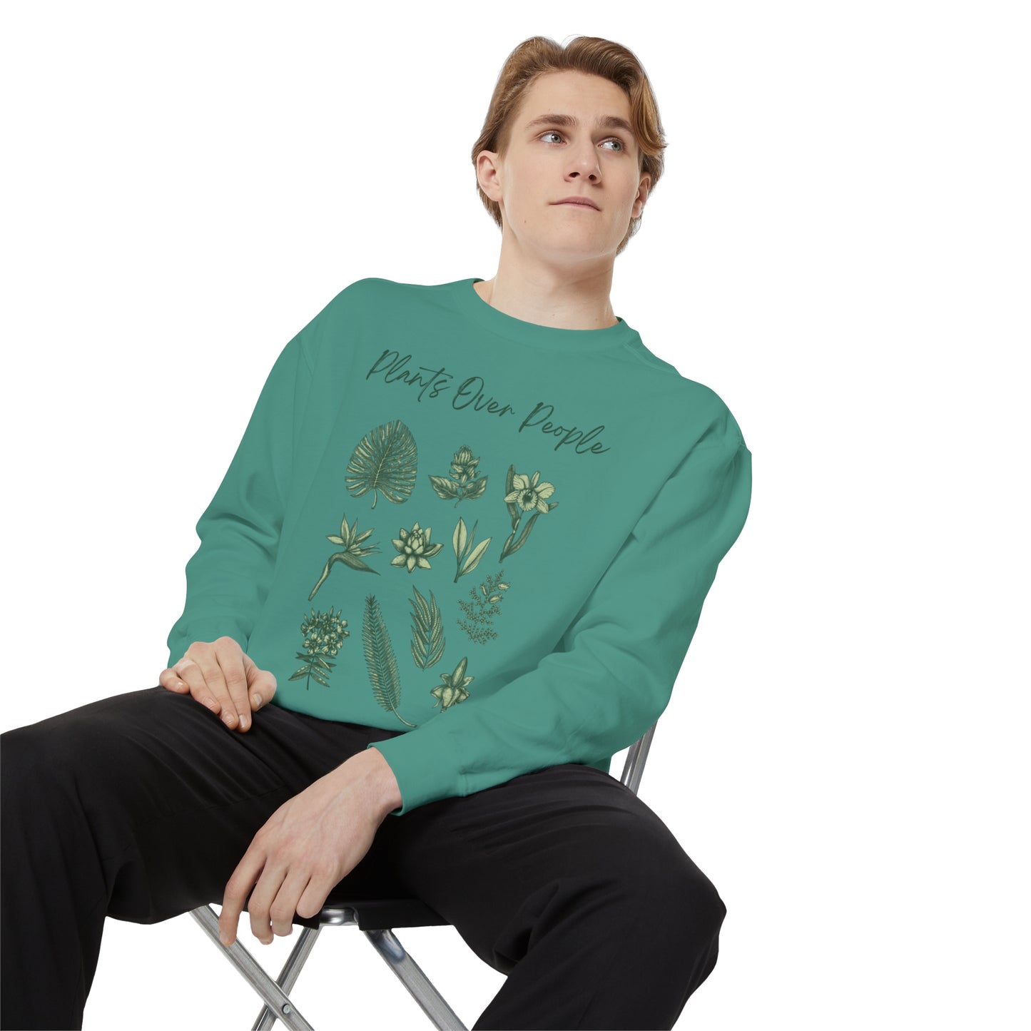 Plants Over People Unisex Garment-Dyed Sweatshirt
