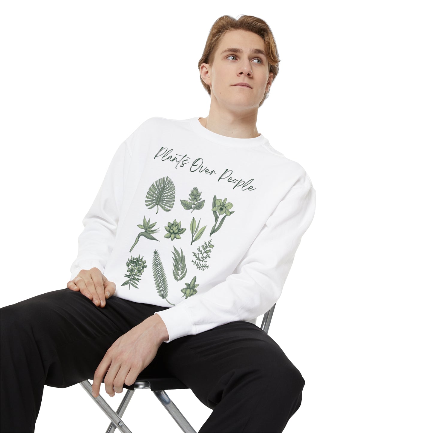 Plants Over People Unisex Garment-Dyed Sweatshirt