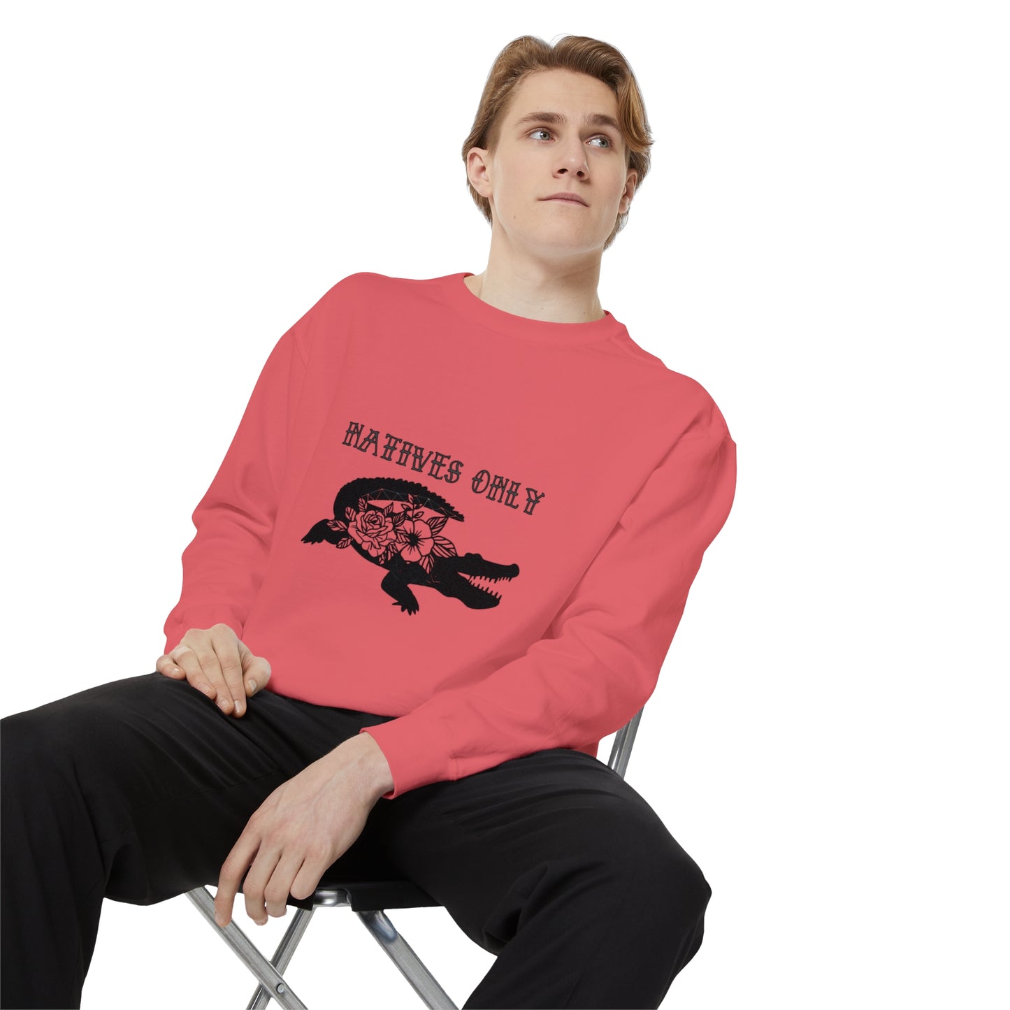 Natives Only Alligator Unisex Garment-Dyed Crewneck