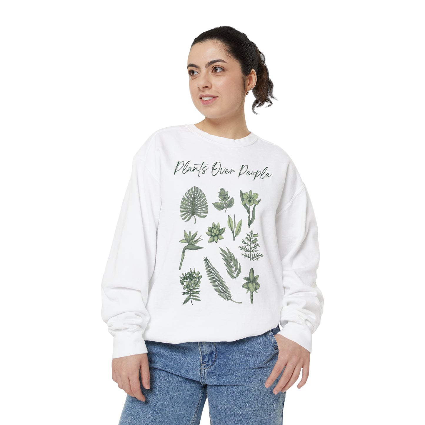 Plants Over People Unisex Garment-Dyed Sweatshirt
