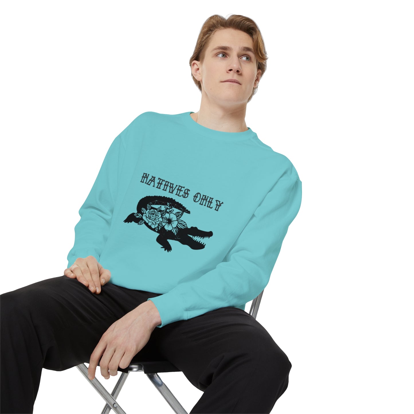 Natives Only Alligator Unisex Garment-Dyed Crewneck