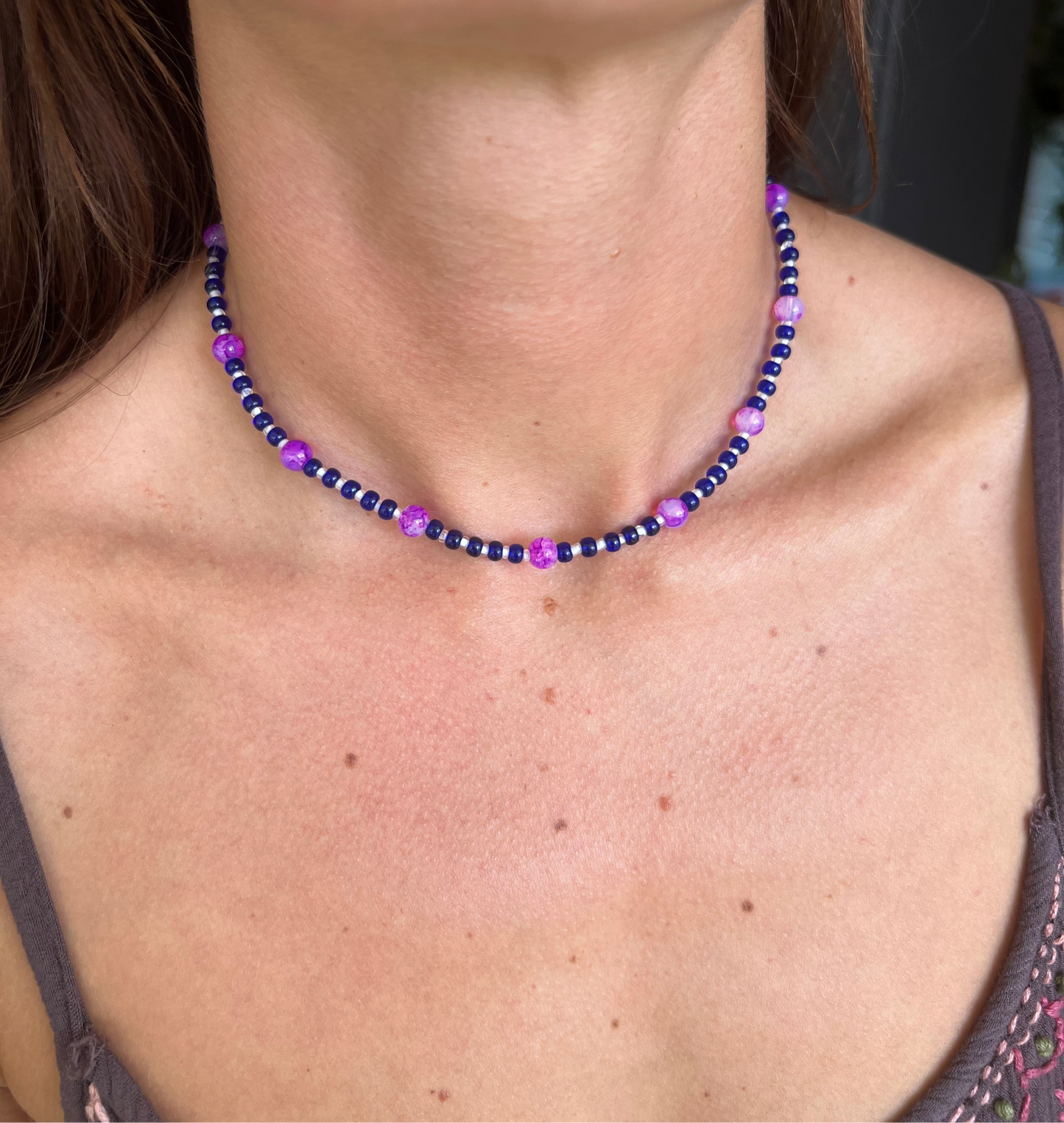 Purple necklace and bracelet set