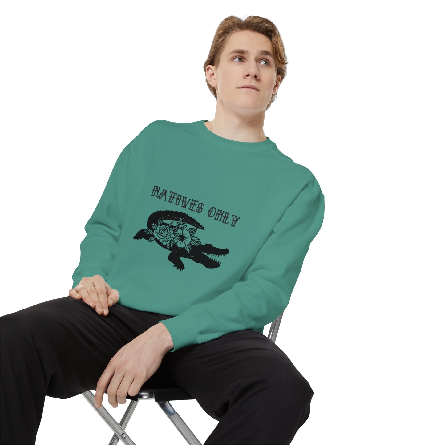 Natives Only Alligator Unisex Garment-Dyed Crewneck