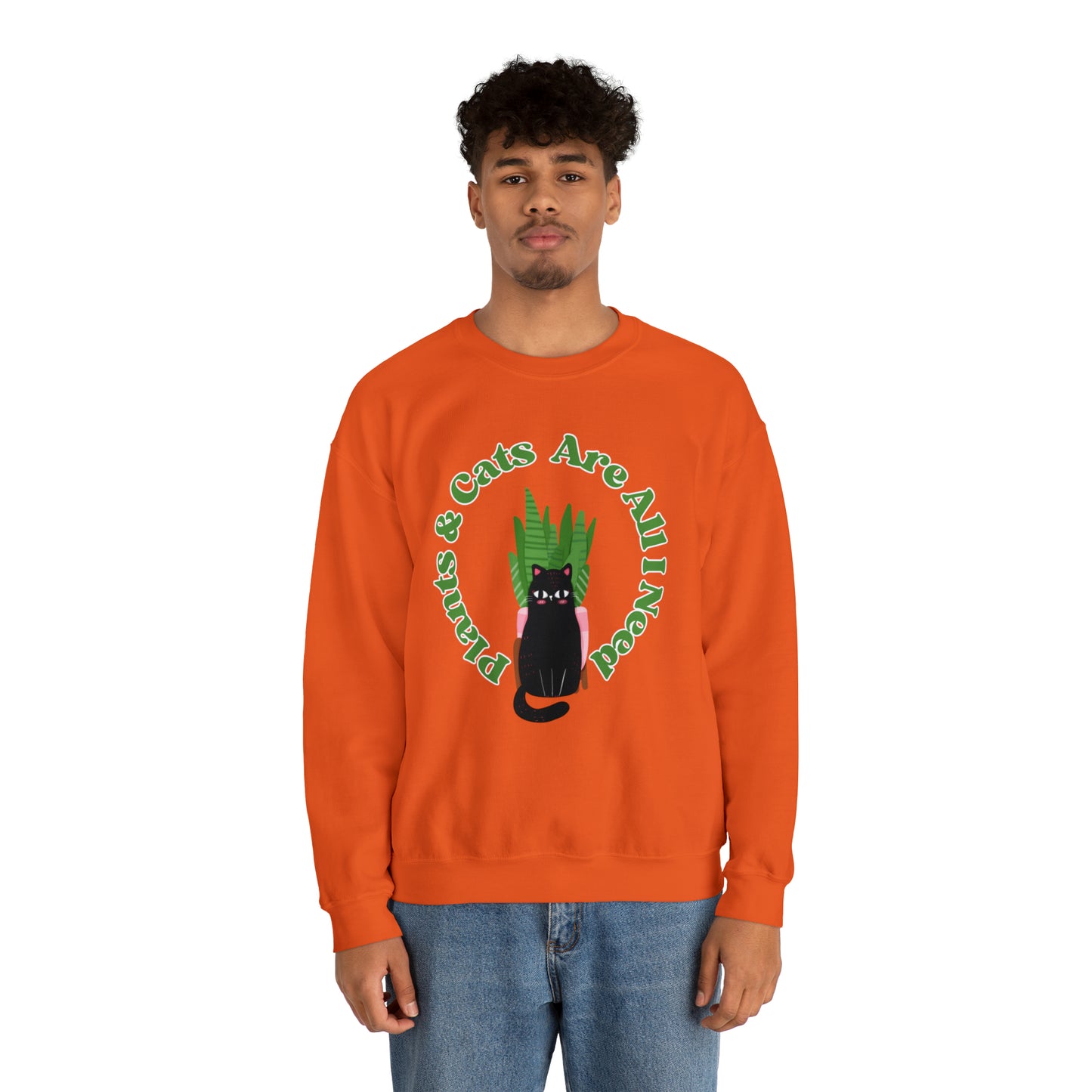 Plants & Cats Are All I Need Unisex Crewneck Sweatshirt