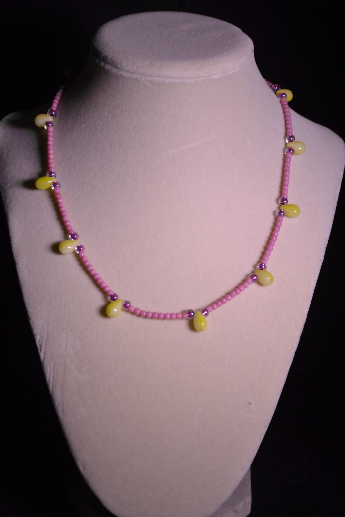 Pink and Yellow Beaded Necklace