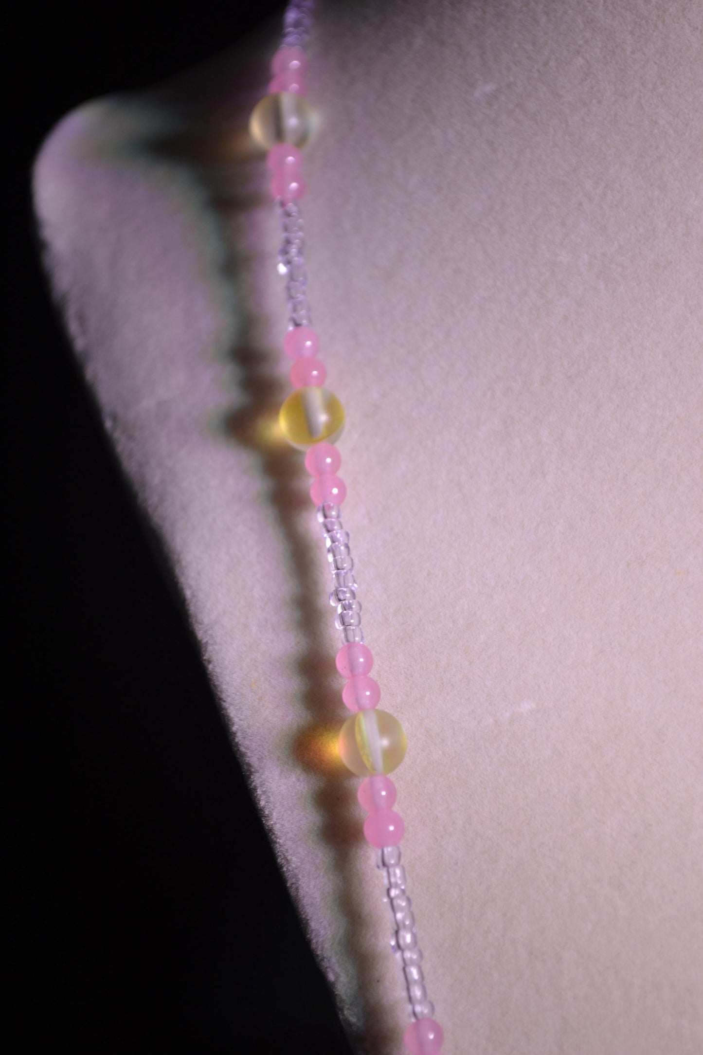 Pink and Yellow Beaded Necklace