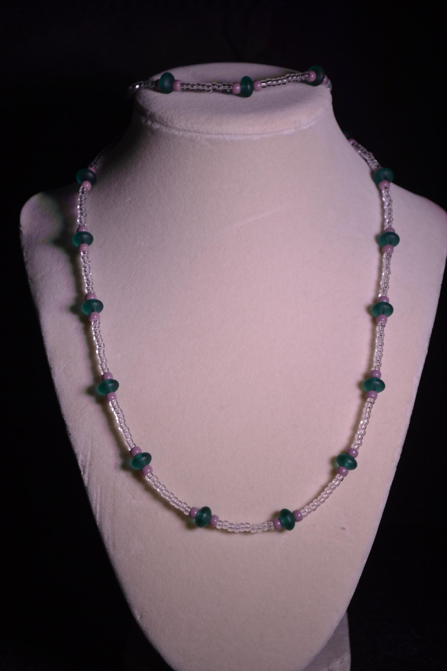 Teal and mauve necklace & bracelet set