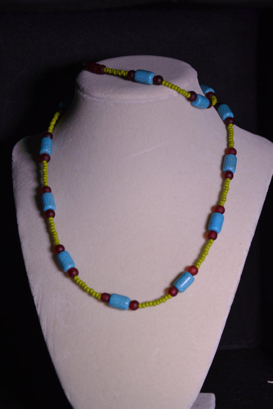 Turquoise and olive necklace & bracelet set