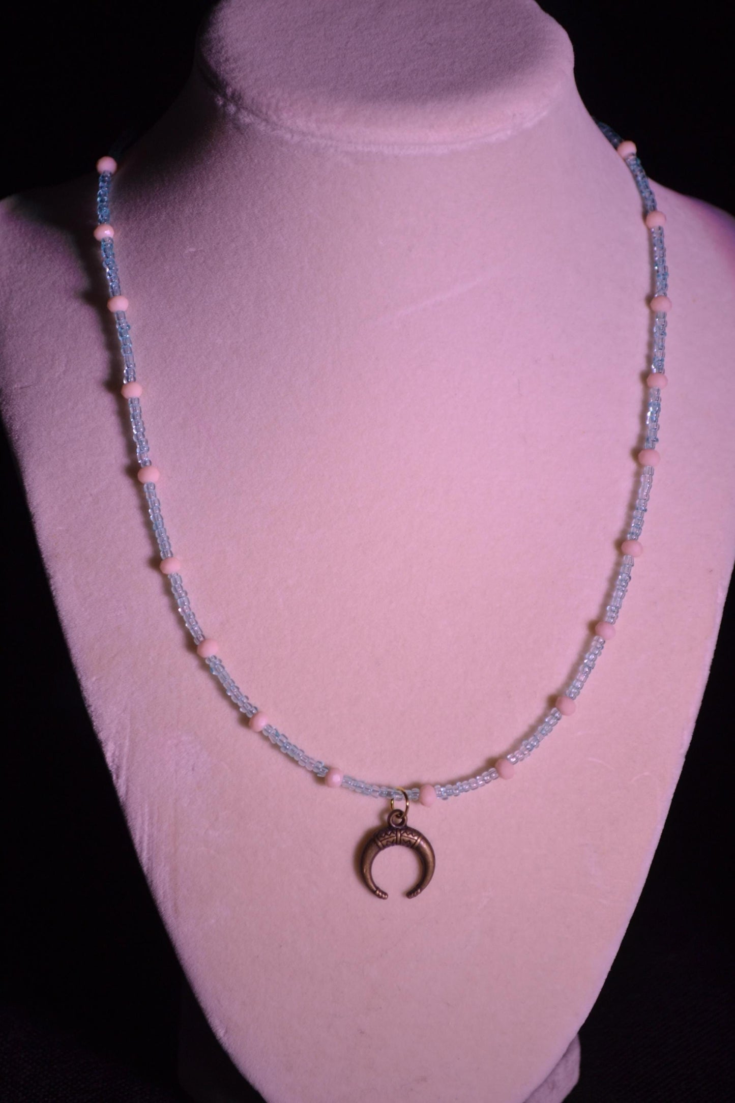 Brass pendant glass bead necklace
