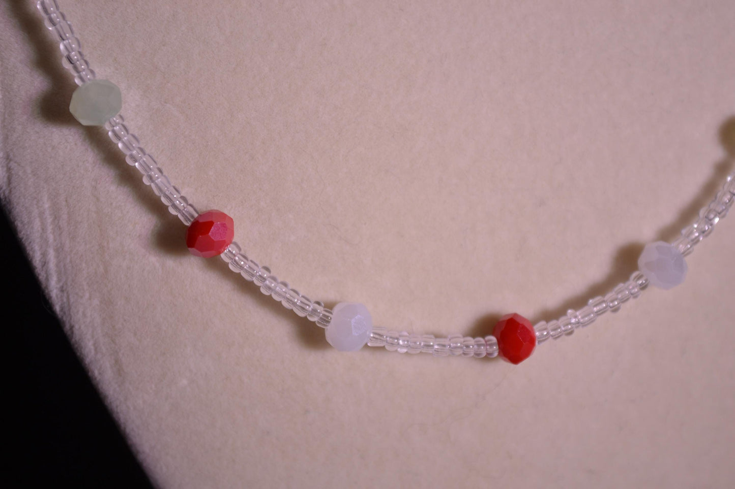 Multicolor glass bead necklace. Christmas theme